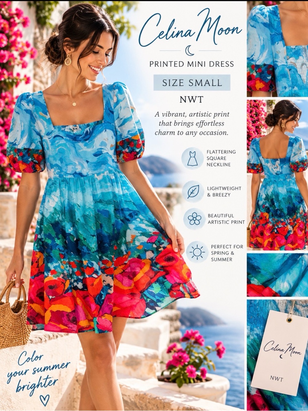 NWT Celina Moon Vibrant Multicolor Dress